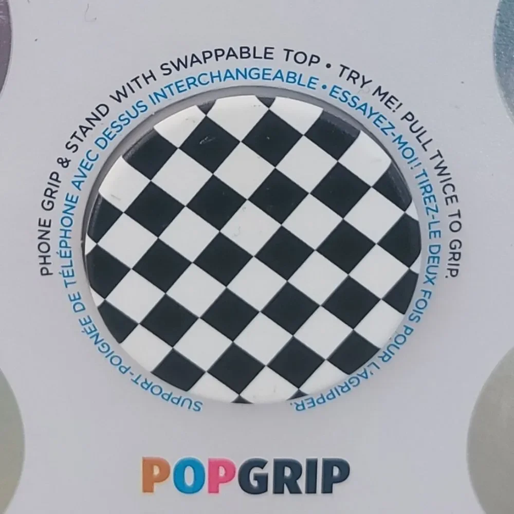 NEW popsocket checkerboard swappable top cell phone grip - Picture 2 of 3